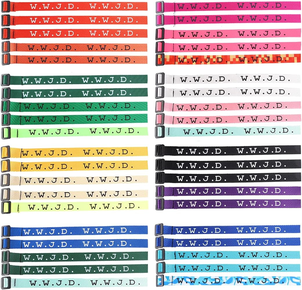 CASDAN 40Pcs W.W.J.D. Webbing Bracelets What Would Jesus Do Bracelets Christian Bracelets Handmad... | Amazon (US)