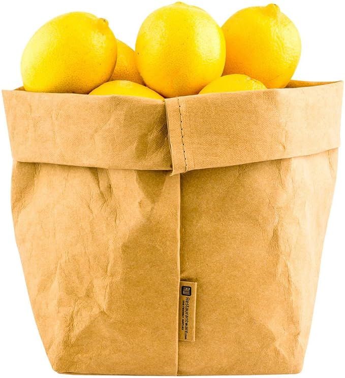 Restaurantware DuraLux 6.3 x 9.8 Inch Washable Grocery Bag, 1 Heavy-Duty Paper Bag Flower Pot - R... | Amazon (US)