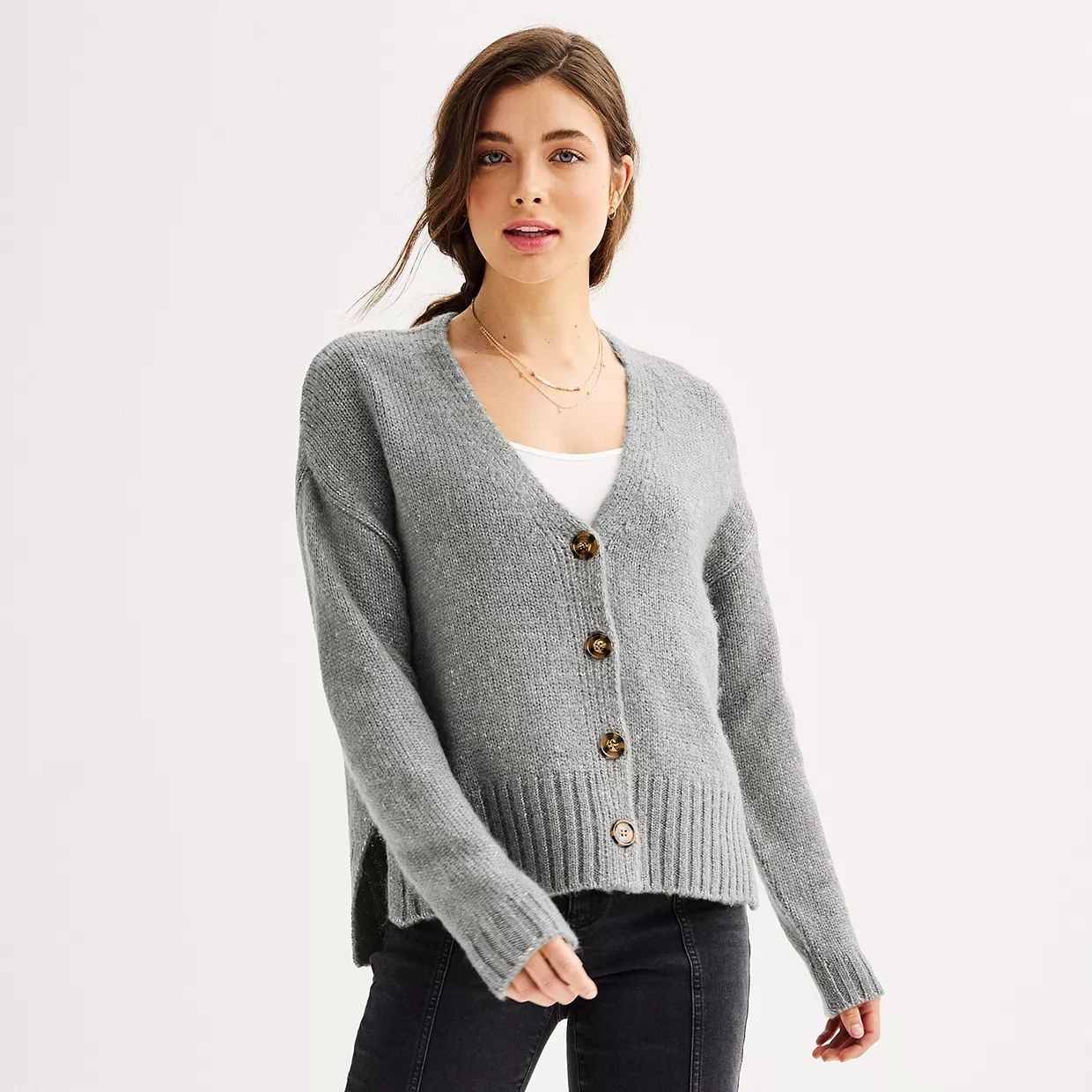 Juniors' SO® Slouchy Button Front Cardigan | Kohl's
