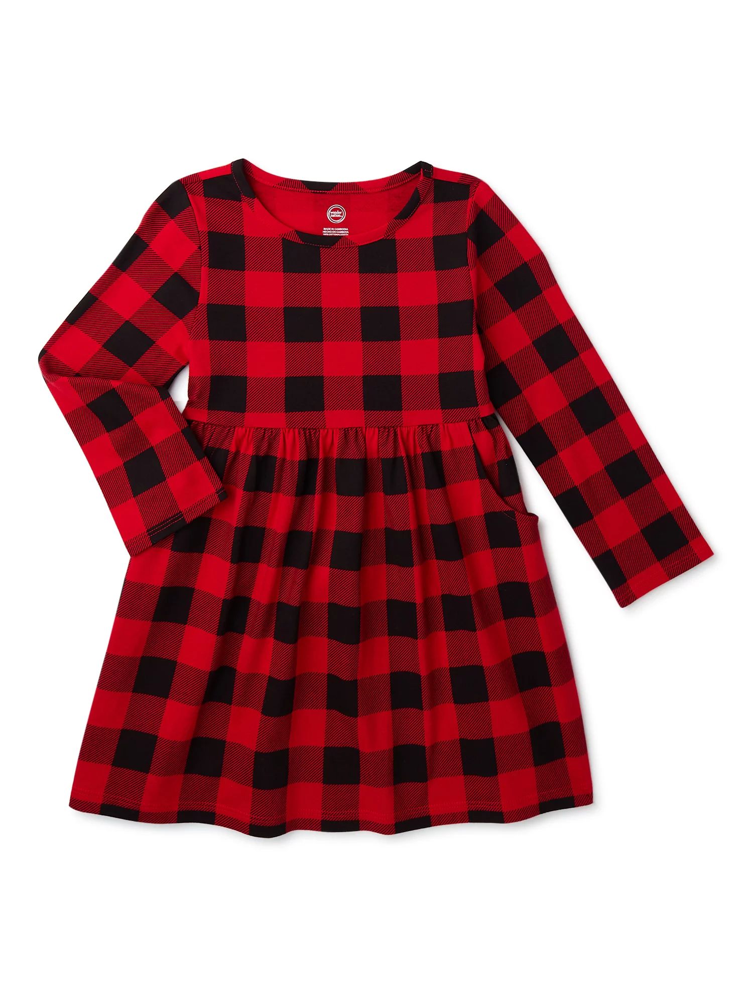 Wonder Nation Toddler Girls' Knit Dress with Long Sleeves - Walmart.com | Walmart (US)