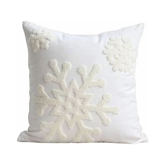 Mortilo Christmas Throw Pillow Covers. Winter Snowflake Cotton Embroidery Cushion Covers - Walmar... | Walmart (US)