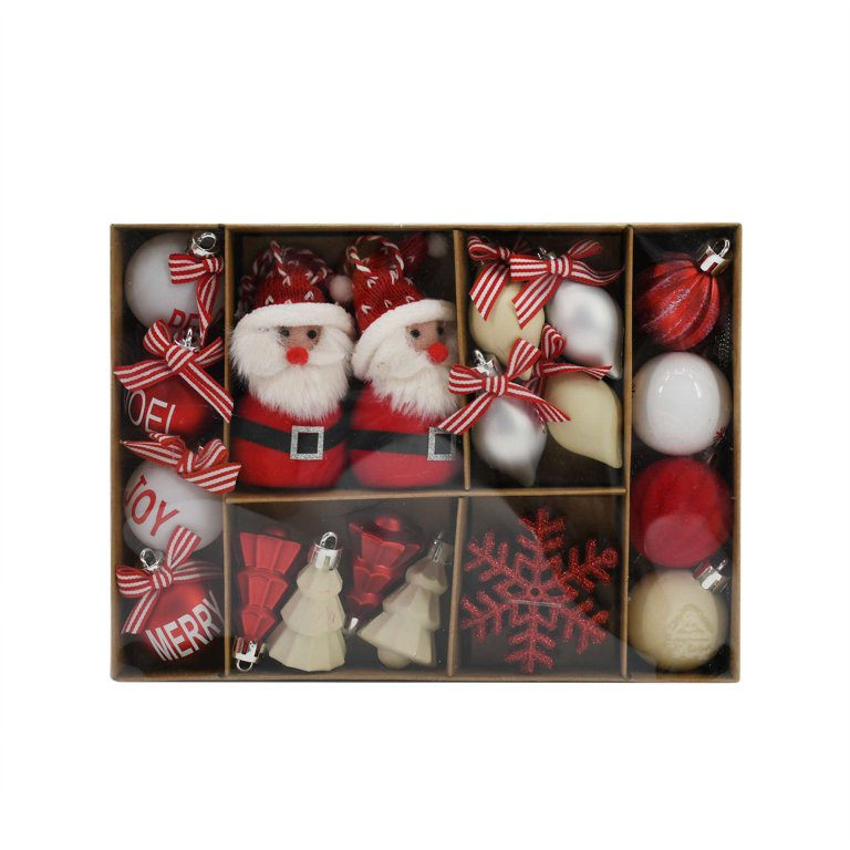 Winter Blush Red and White Mini Christmas Ornament Set, 24 Count, by Holiday Time | Walmart (US)