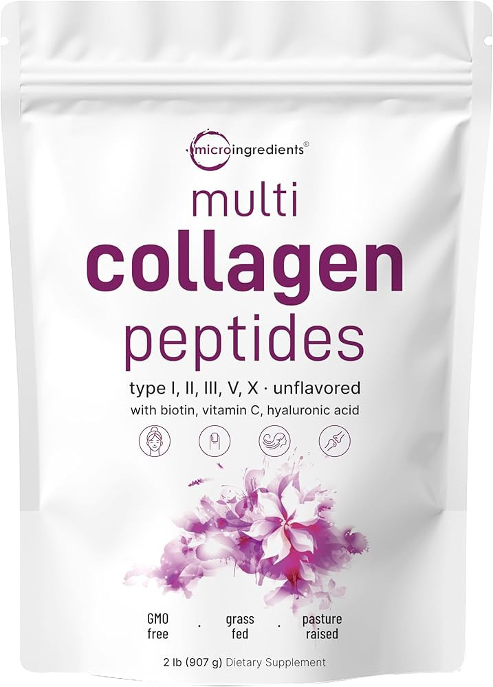 Micro Ingredients Multi Collagen Protein Powder, 2 Pounds – Type I,II,III,V,X with Biotin, Hyal... | Amazon (US)