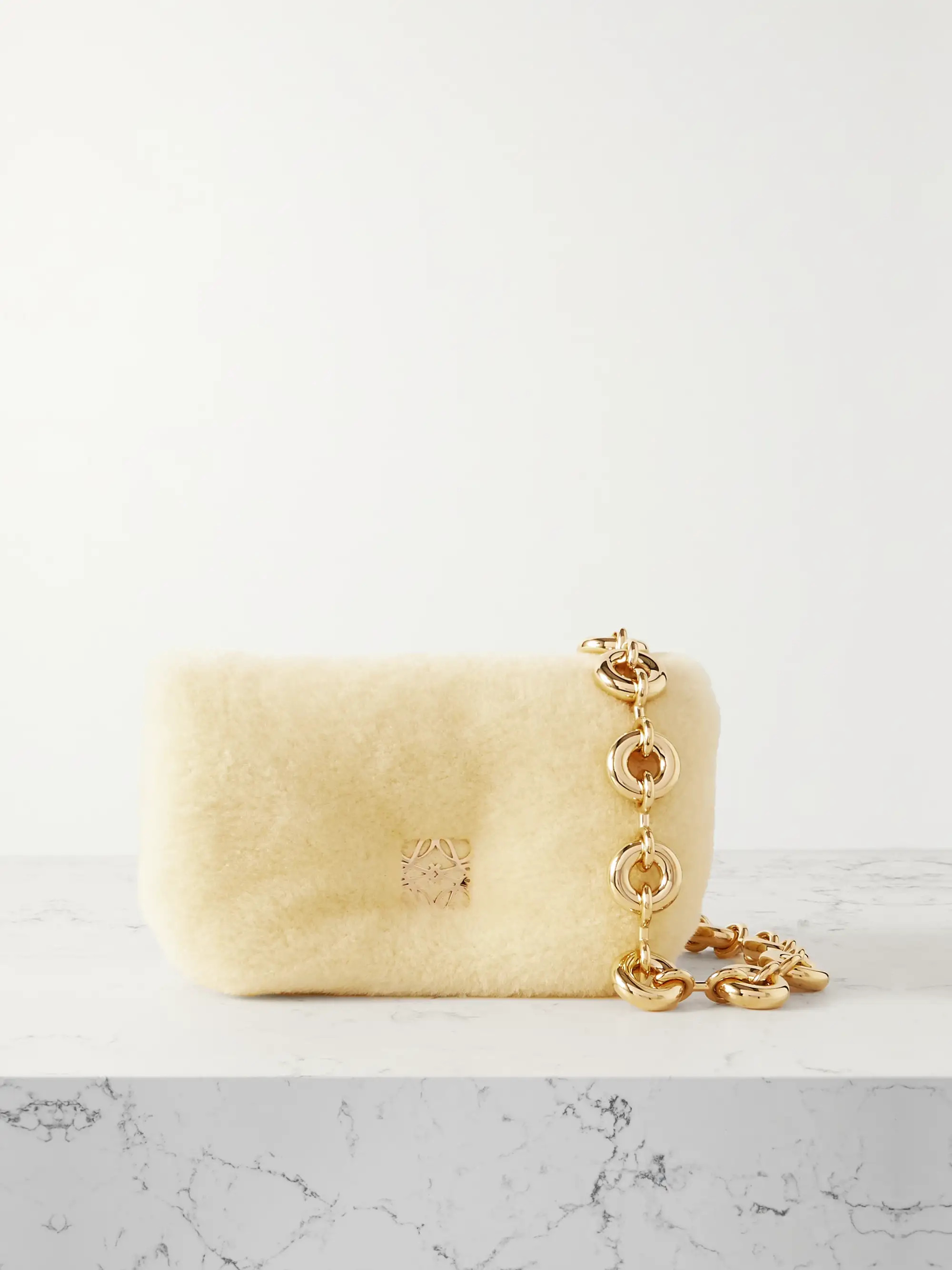 Puffer Goya mini embellished shearling shoulder bag | NET-A-PORTER (US)