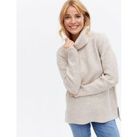 Cream Roll Neck Long Split Hem Jumper New Look | New Look (UK)