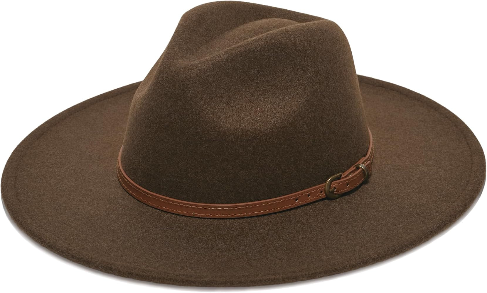 Wide Brim Fedora Hat for Women, Faux Wool Felt, Animal Print Band, Classic Western Style | Amazon (US)