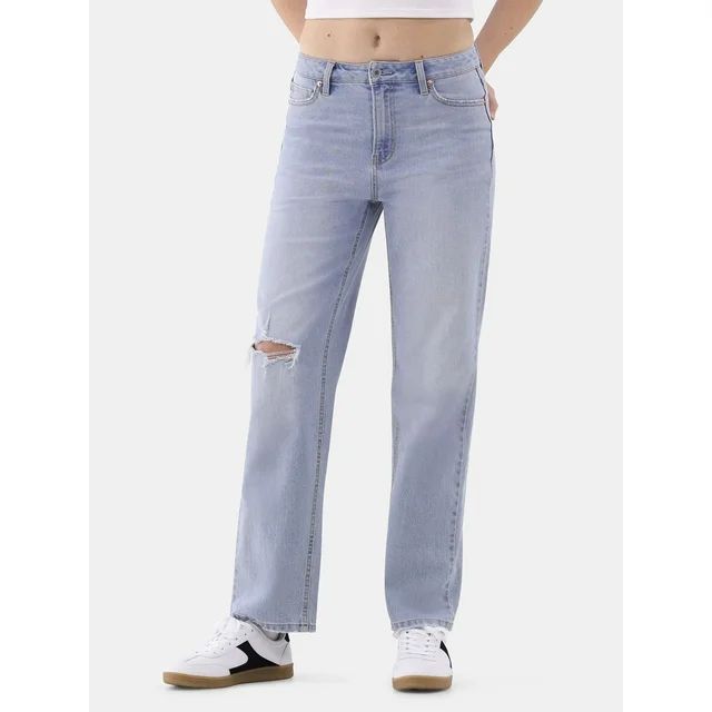 No Boundaries High Rise Straight Leg Jeans, Women's | Walmart (US)