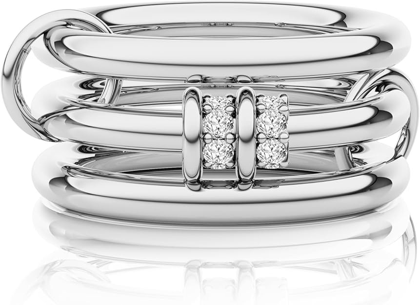 Stackable Rings for Women Non Tarnish, Dainty Silver Plated Cubic Zirconia Rings Multi Chunky Rin... | Amazon (US)