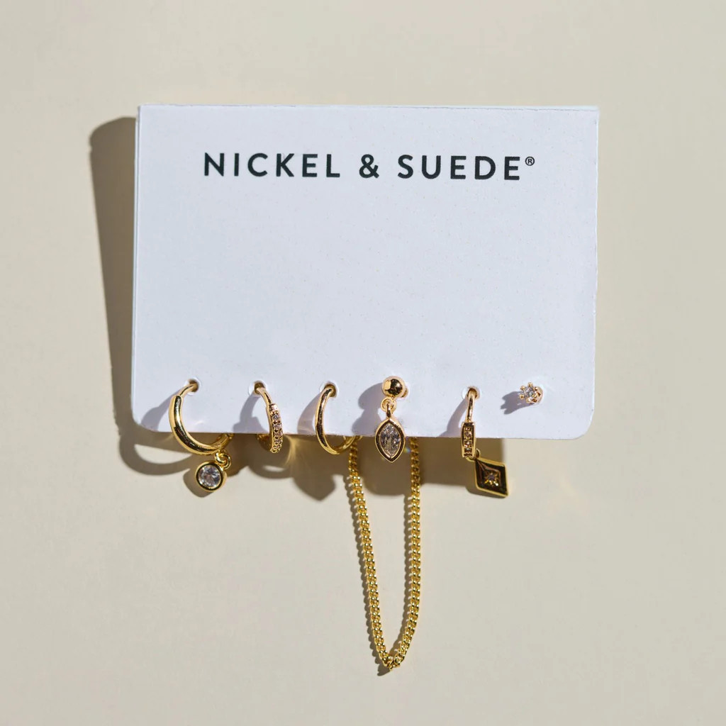 Gold Assorted Dainty Earrings Set | Nickel and Suede