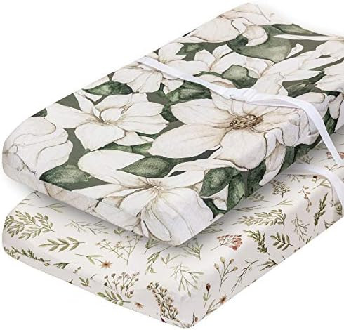 Pobibaby - 2 Pack Premium Changing Pad Cover - Ultra-Soft Cotton Blend, Stylish Floral Pattern, S... | Amazon (US)