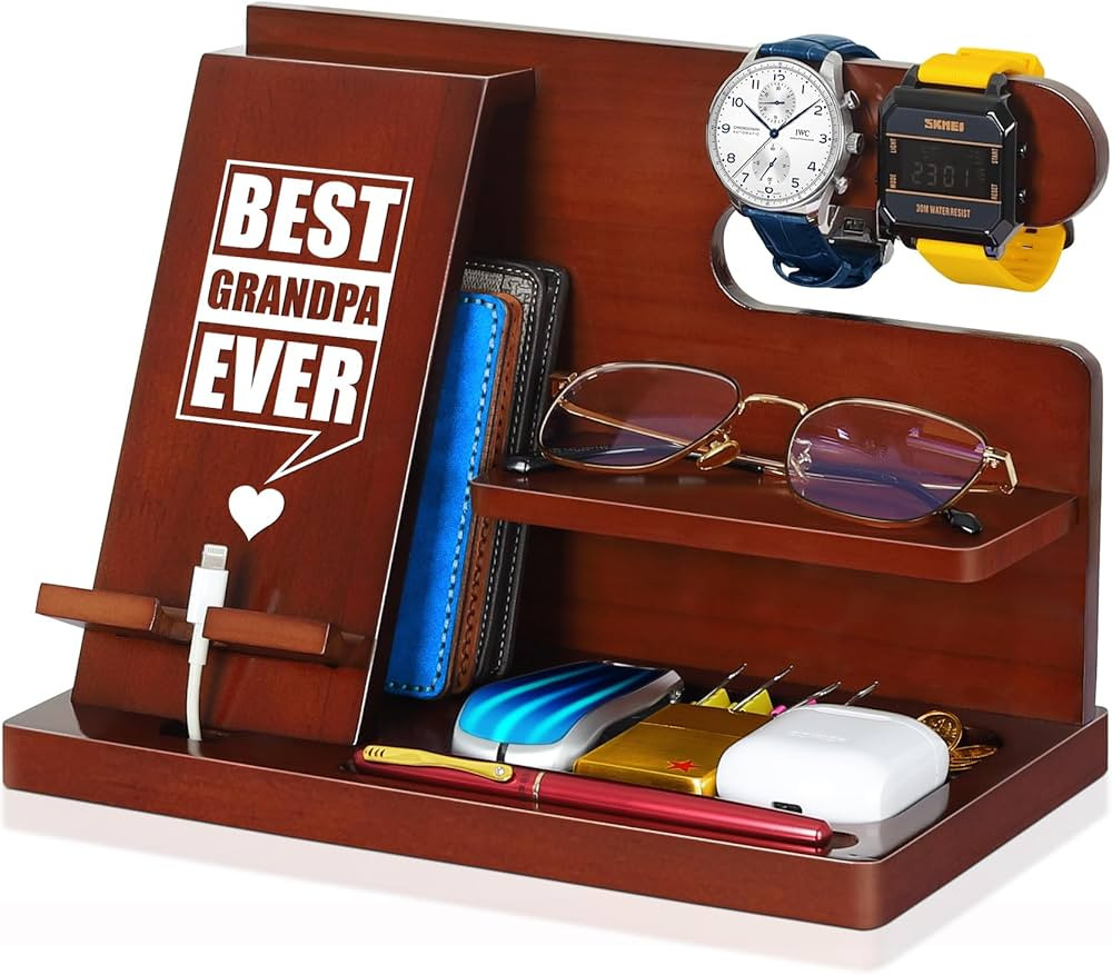 Grandpa Gifts, Christmas Stocking Stuffers for Grandpa, Wood Phone Docking Station, Gifts for Gra... | Amazon (US)