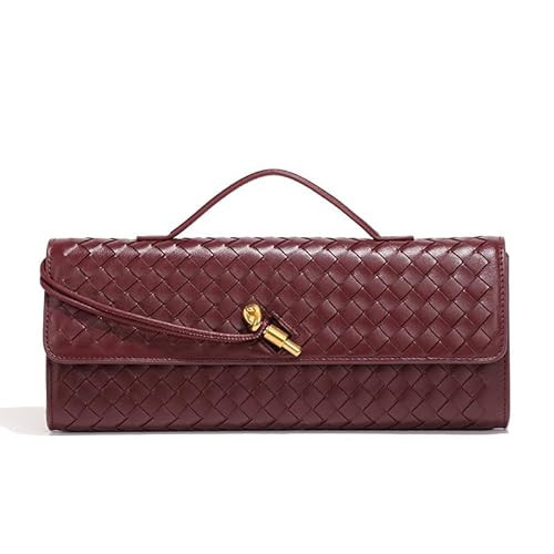 BagChic Woven Clutch Bags for Women, Evening Women Clutches, Adjustable Strap Crossbody Clutch Wallet, Trendy Women Underarm Shoulder Handbag, Compartment Handbag for Women, Ladies (Burgundy) | Amazon (UK)