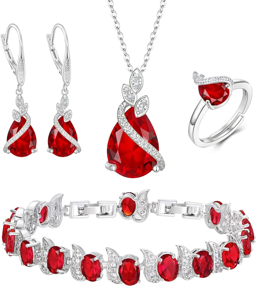 BriLove Jewelry Set for Bride, Sparkling Water Drop Cubic Zirconia Crystal Pendant Necklace Lever... | Amazon (US)