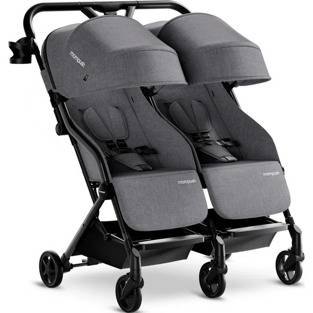 Mompush Lithe Double Stroller with Two Large Individual Side by Side Recline Seat, Gray, 24.5LB, ... | Walmart (US)