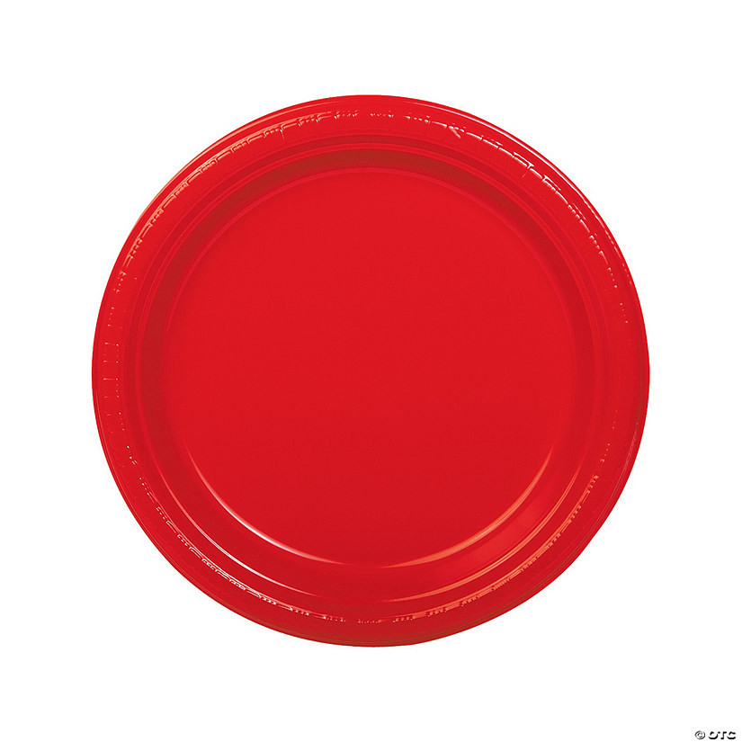 9" Red Disposable Plastic Dinner Plates - 20 Ct. | Oriental Trading Company