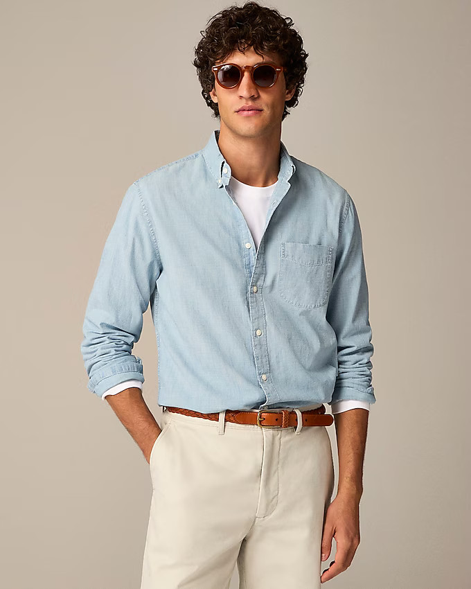 Organic cotton chambray shirt in five-year wash | J. Crew US