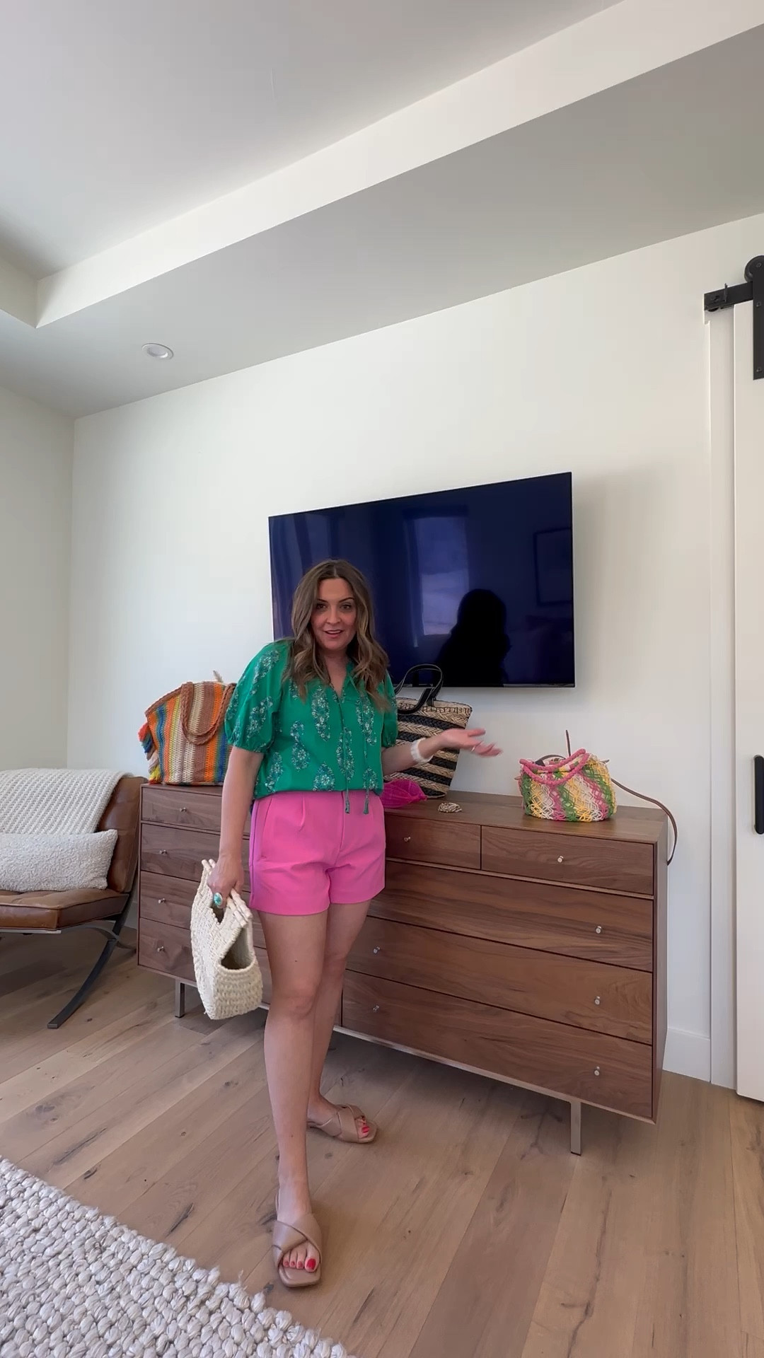 These shorts are not linkable (yet) sorry! Keep an eye out. A new day midi short in cerise 
Size up in them 

#LTKshoecrush #LTKFind #LTKstyletip