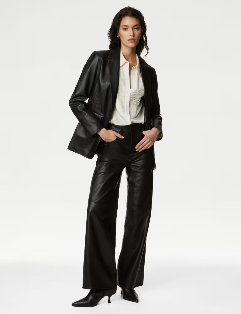 Leather Wide Leg Trousers | Marks & Spencer (UK)