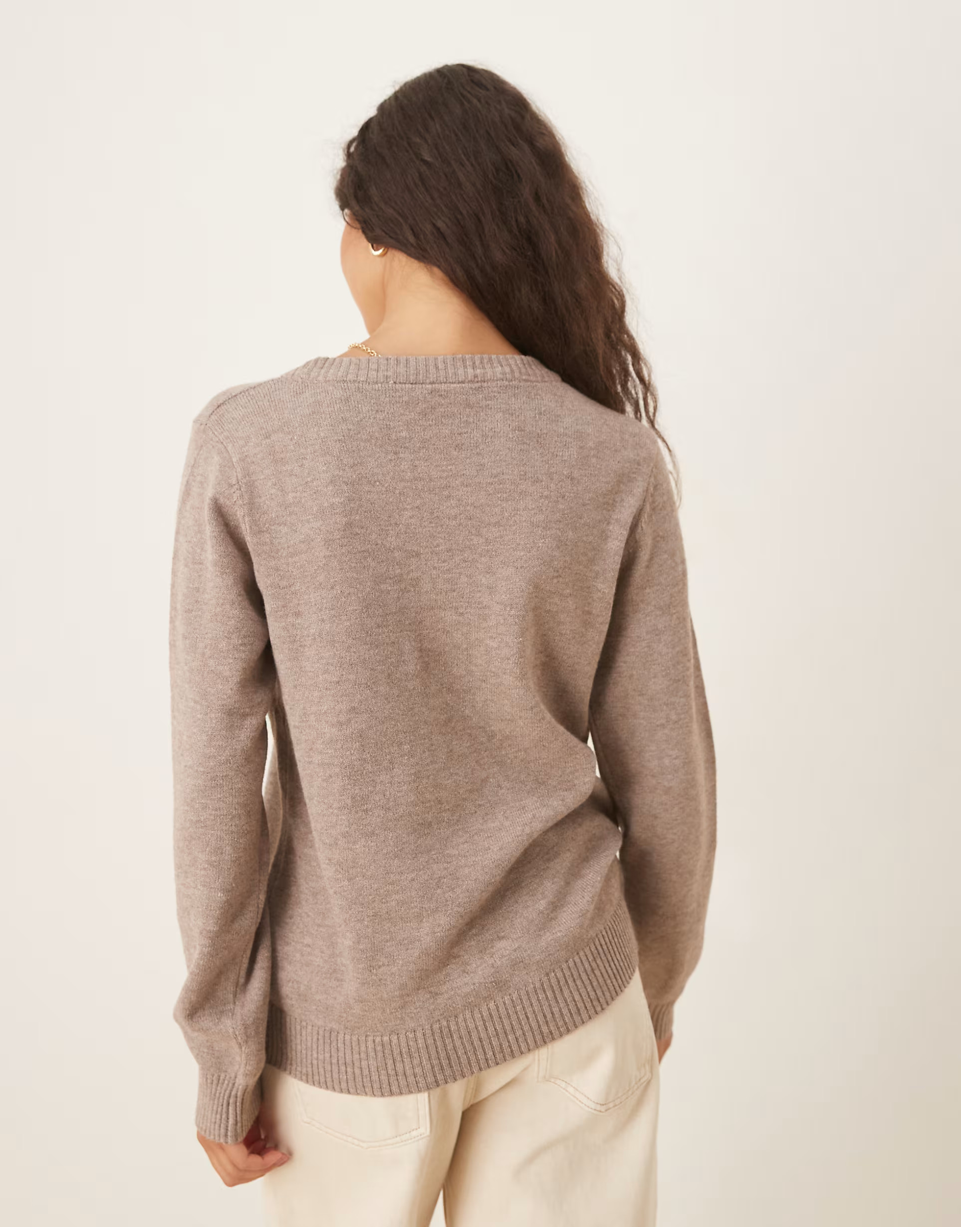 VILA o-neck knit sweater in brown | ASOS (Global)