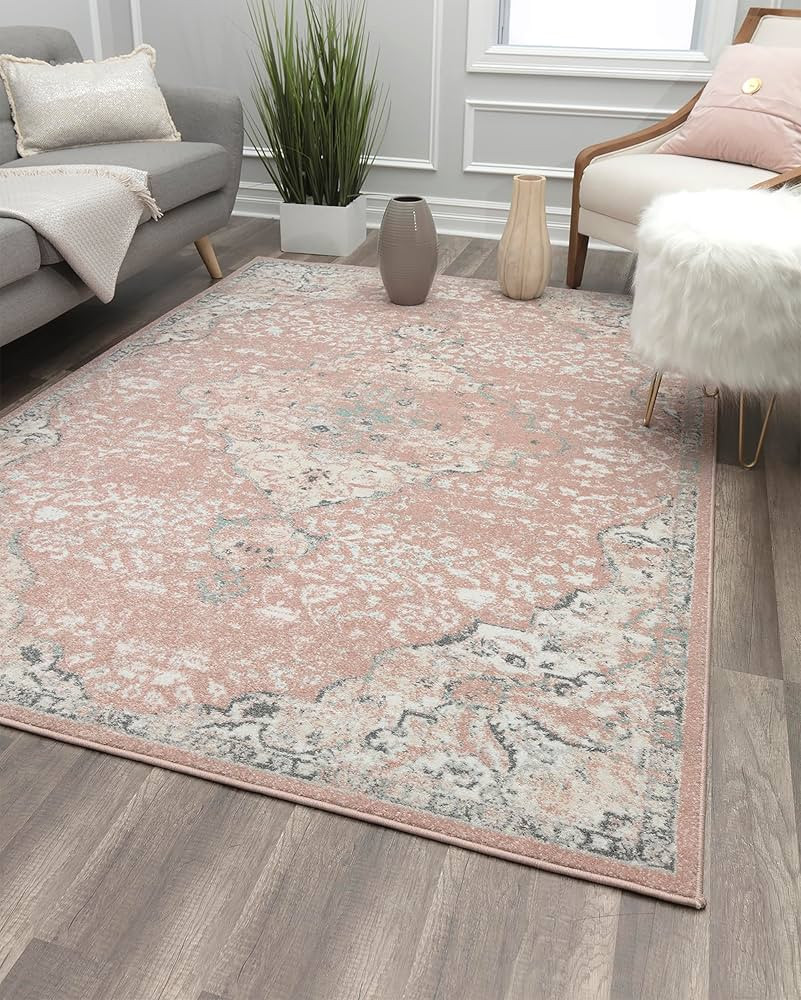 Rugs America Harper HY50B Pink Amaranth Transitional Vintage Non-Shedding Living Room Bedroom Nur... | Amazon (US)