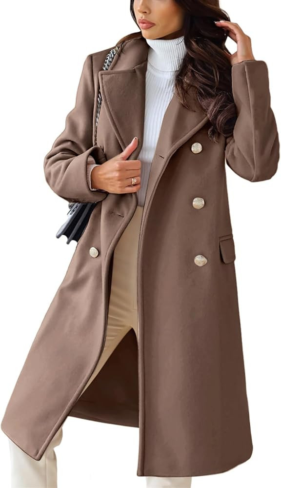 CHARTOU Women's Winter Jacket Double-Breasted Wool Blend Warm Long Trench Coat | Amazon (US)