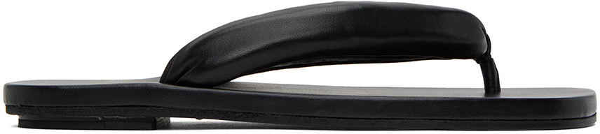 Dries Van Noten Black Padded Flip Flops | SSENSE