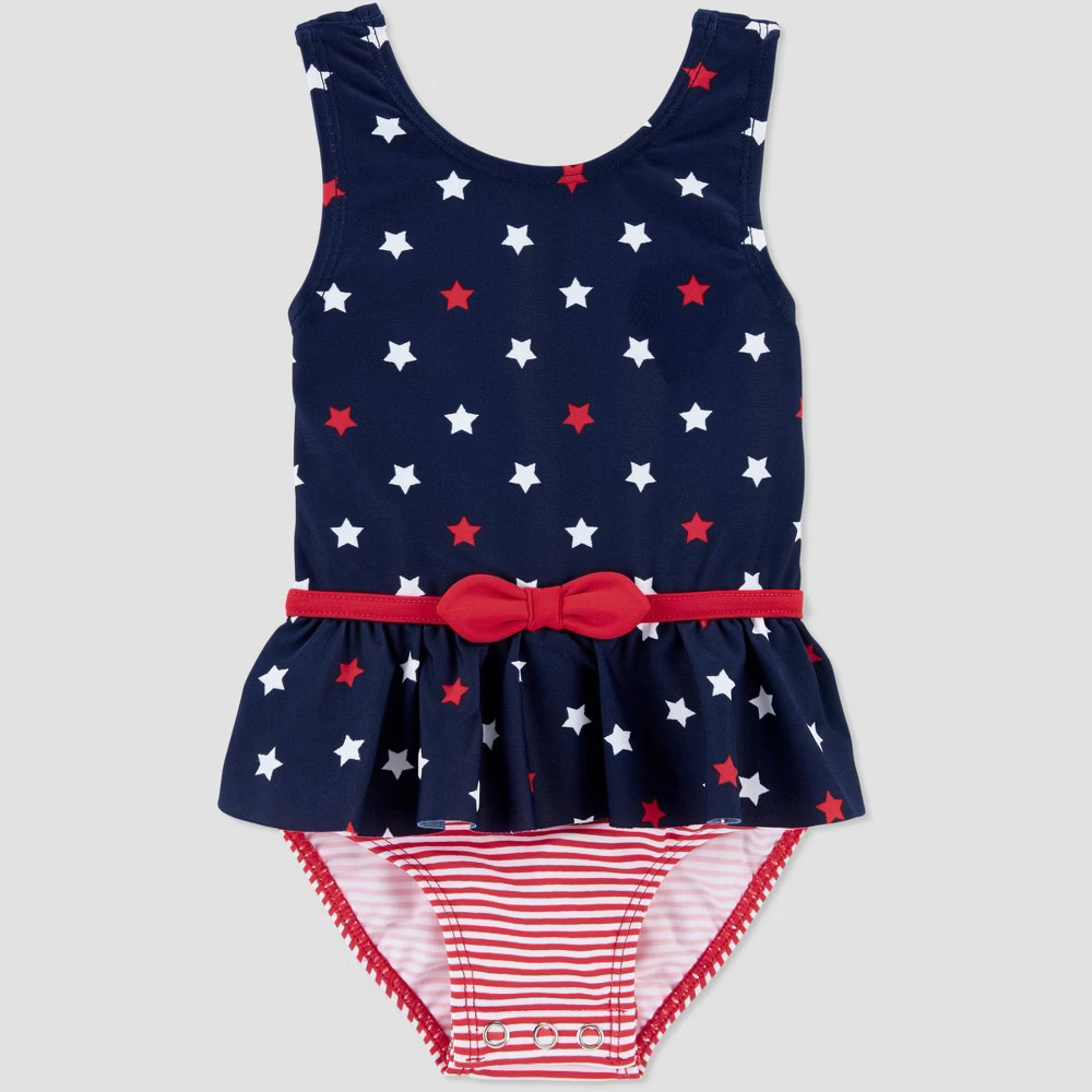 Baby Girls' Polka Dot One Piece Swimsuit - Just One You made by carter's Dark Blue 9M | Target