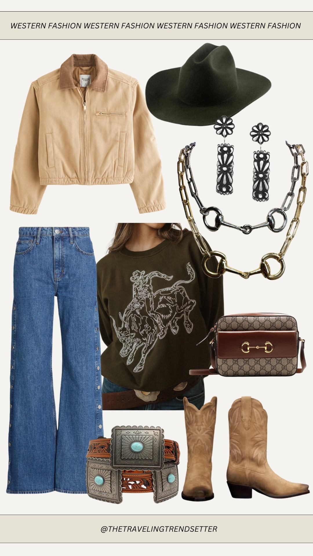 Western fashion outfit idea - horse jewels denim - Abercrombie - cowgirl boots 

#LTKStyleTip #LTKFindsUnder100 #LTKFindsUnder50