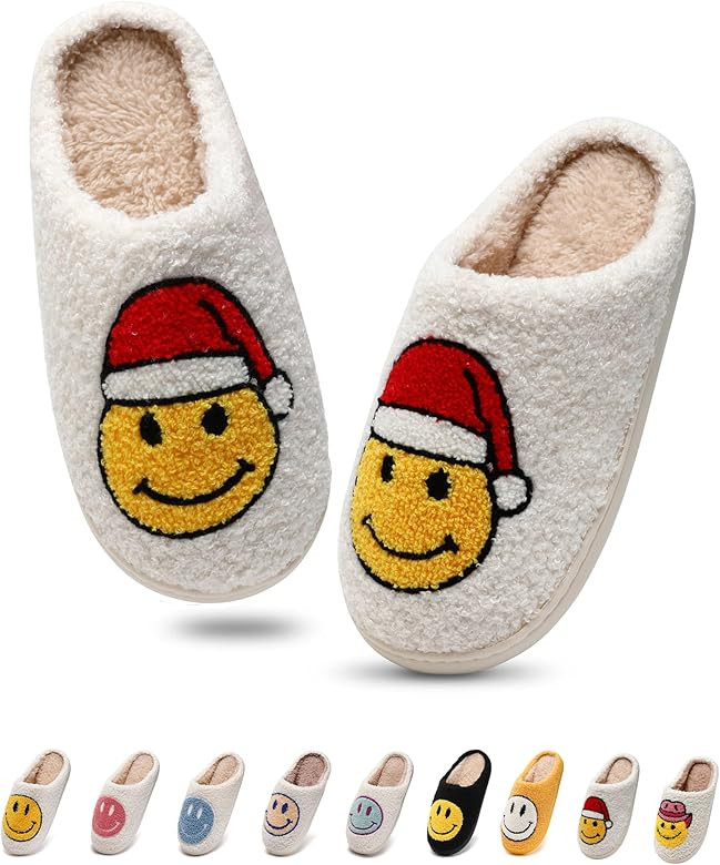Shoquis Smile Face Slippers for Women, Mens Slippers on Fuzzy House Slippers for women Memory Foa... | Amazon (US)