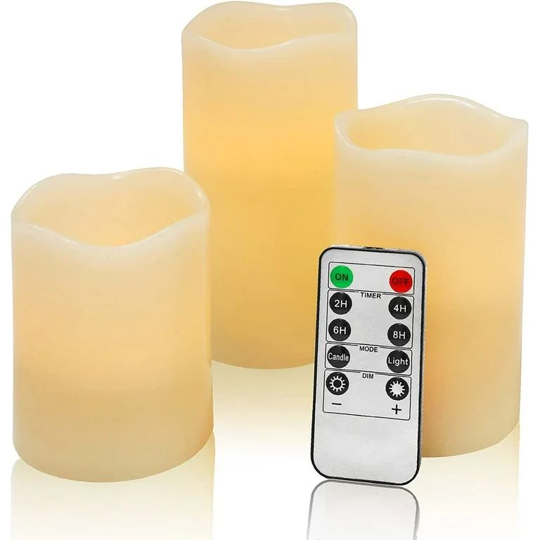 OSHINE 3 PACK Flameless Candles LED Lights Ivory Electric Pillar Candles Battery Operated Candles... | Walmart (US)