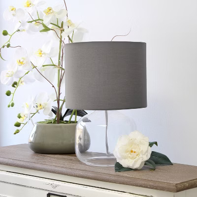 Glass Table Lamp with Fabric Shade Gray - Simple Designs | Target