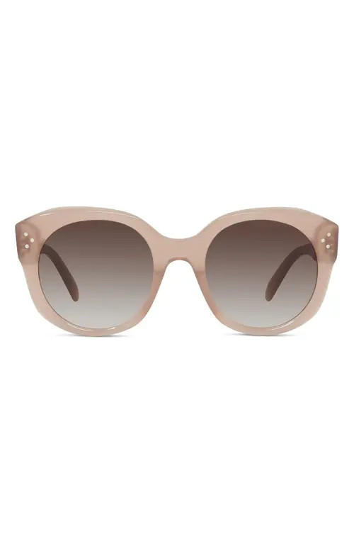 CELINE 53mm Round Sunglasses in Shiny Lt Brown /Grdnt Brown at Nordstrom | Nordstrom