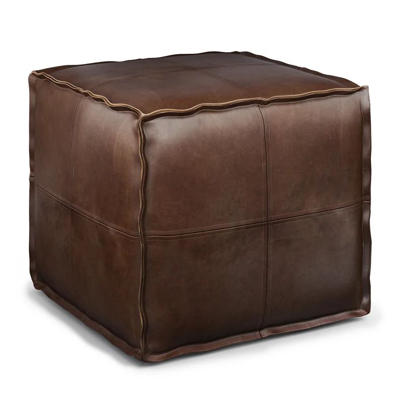 Hamrick 18'' Wide Faux Leather Square Pouf Ottoman | Wayfair North America