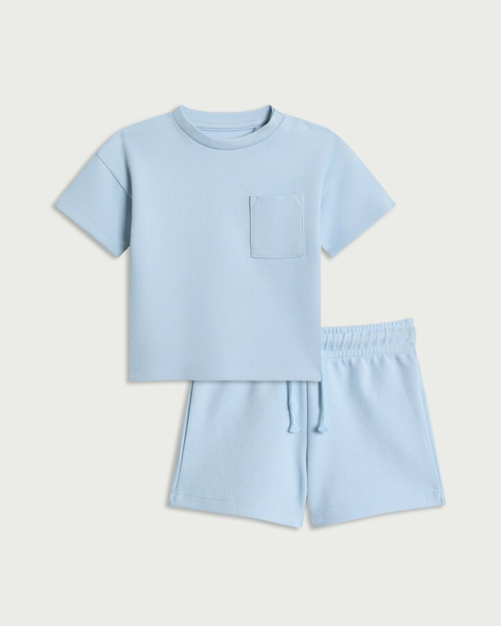 F&F Baby 2-Piece Cotton Rich T-Shirt and Shorts Set in Blue | Tesco F&F