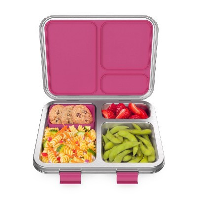 Bentgo Kids' Stainless Steel Leakproof 3 Compartments Bento-Style Lunch Box - Fuchsia | Target