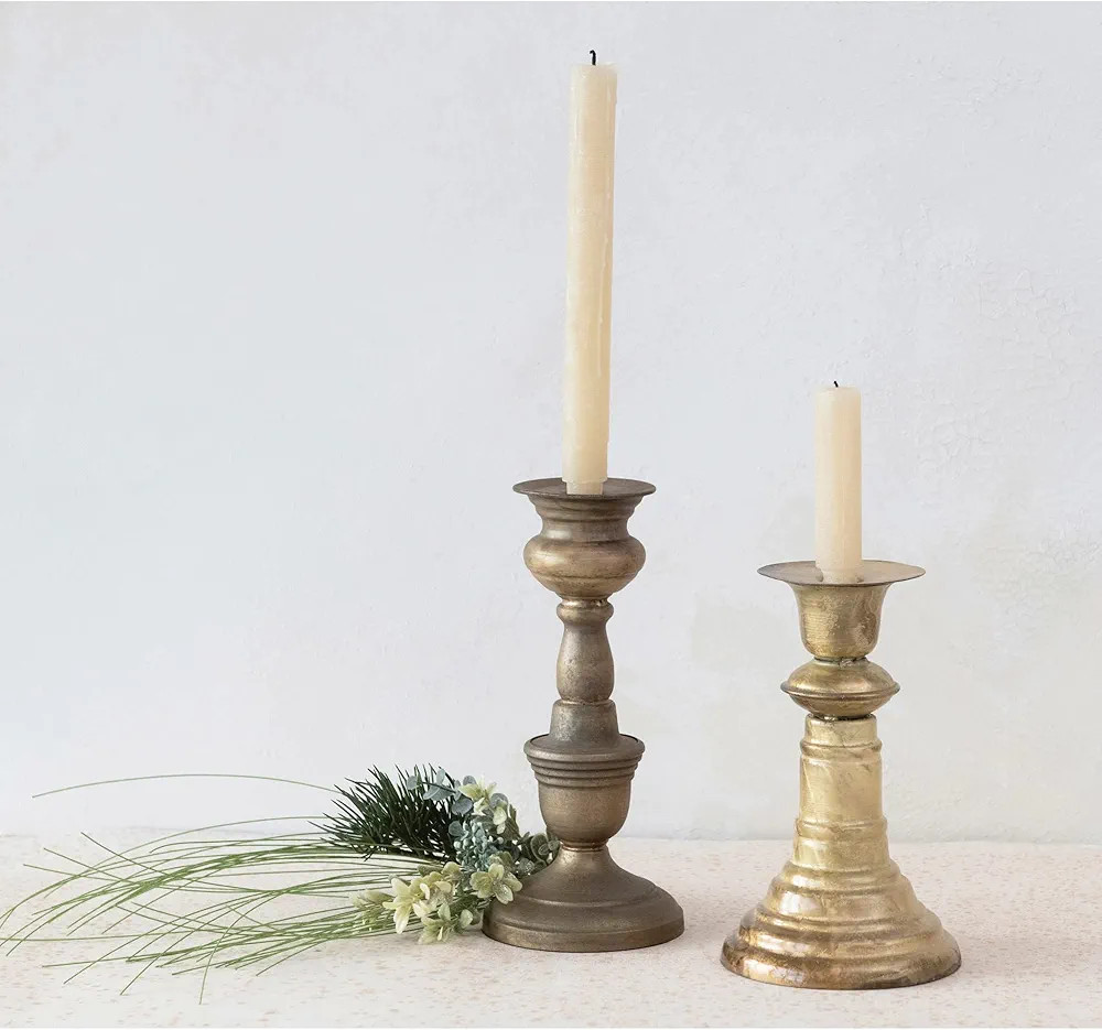 Creative Co-Op Metal Taper Holder, Antique Gold Finish | Amazon (US)