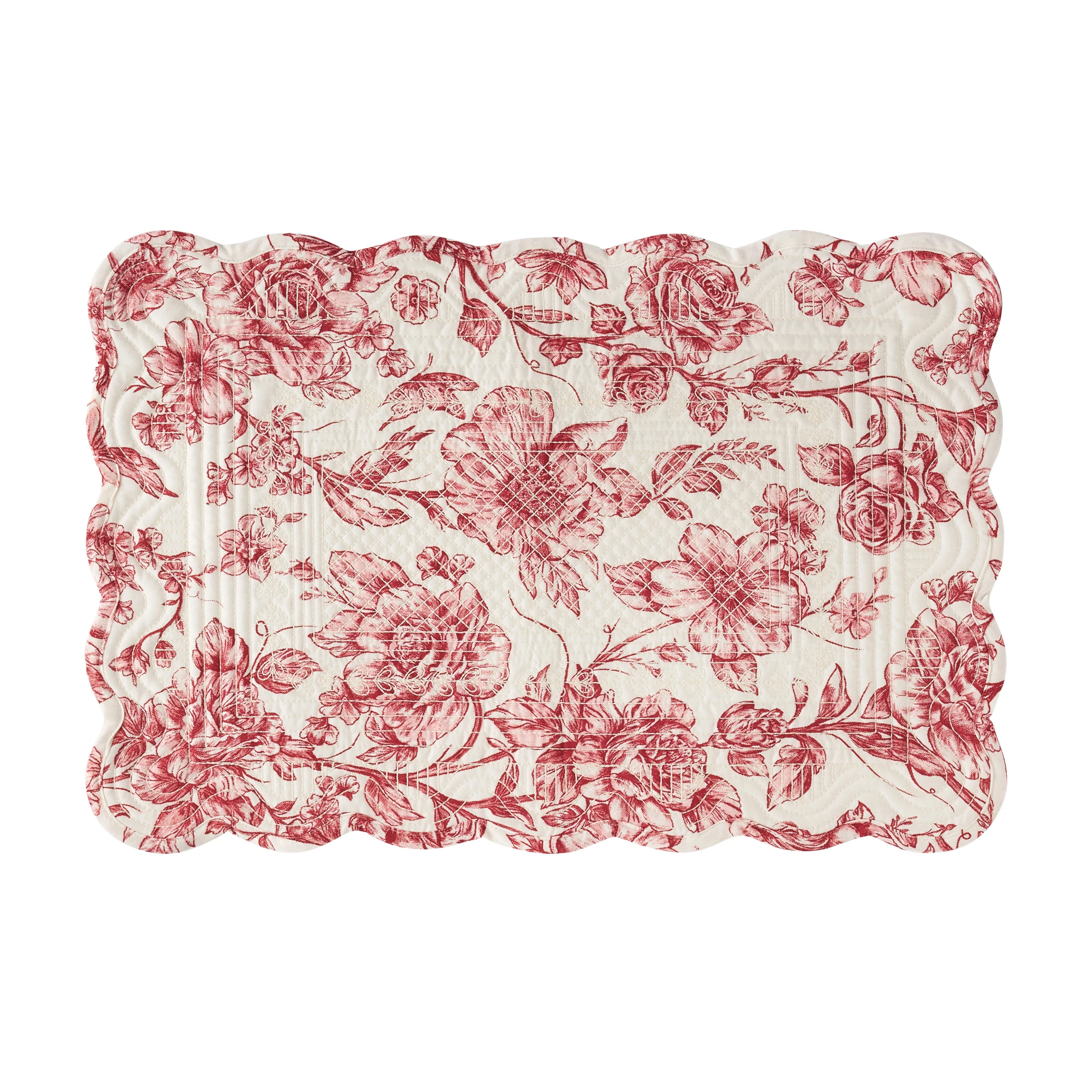 The Pioneer Woman Agatha Quilted Fabric Placemat, Chili Pepper Red, 14"W x 20"L | Walmart (US)