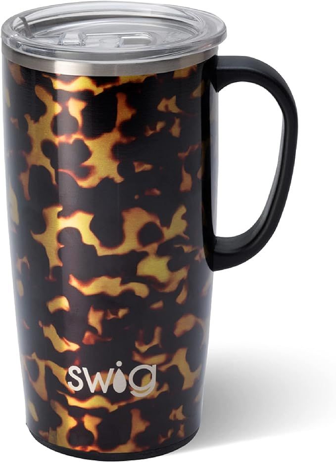 Swig Life 22oz Tall Travel Mug with Handle and Lid, Stainless Steel, Dishwasher Safe, Cup Holder ... | Amazon (US)