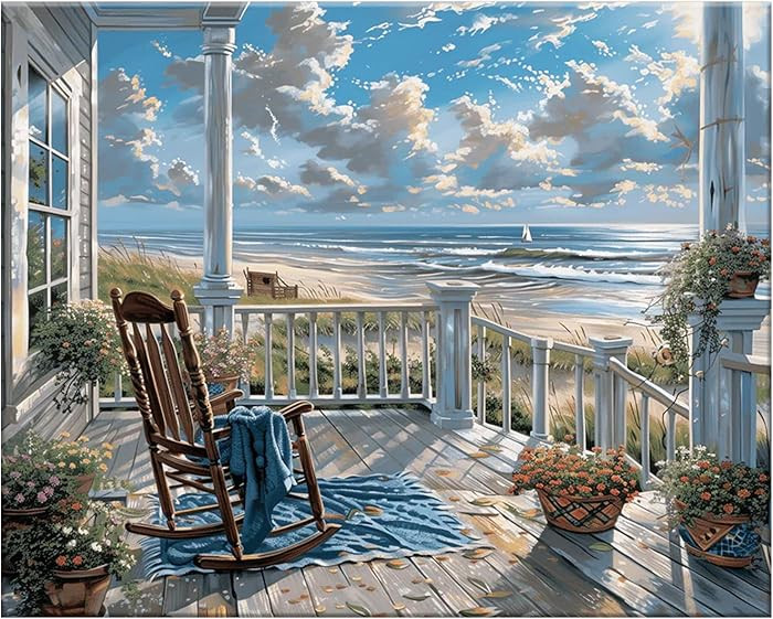 Number Artist Seaside Overlook Paint by Numbers Kit for Adults Beginner \u2013 DIY Acrylic Painti... | Amazon (US)