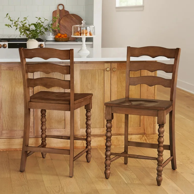 Pioneer Woman Harper Counter-Height Wood Stools, 2 Pack, Homestead Brown | Walmart (US)