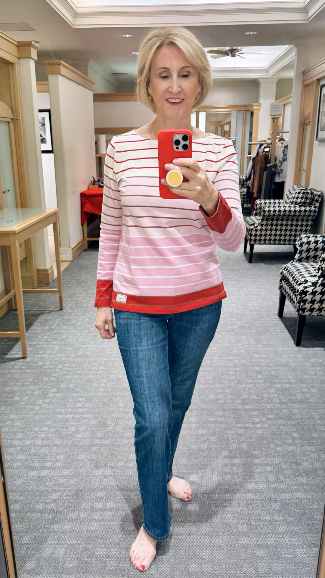Loving anything that feels a little playful but still easy to wear 🤍 This striped ombre shirt going from white to pink to red paired with classic jeans is such a fun little pop of color for everyday style. And the fact that it’s marked down 50% at Talbots this Memorial Day weekend definitely sealed the deal ✨

#LTKSaleAlert #LTKOver40 #LTKSeasonal