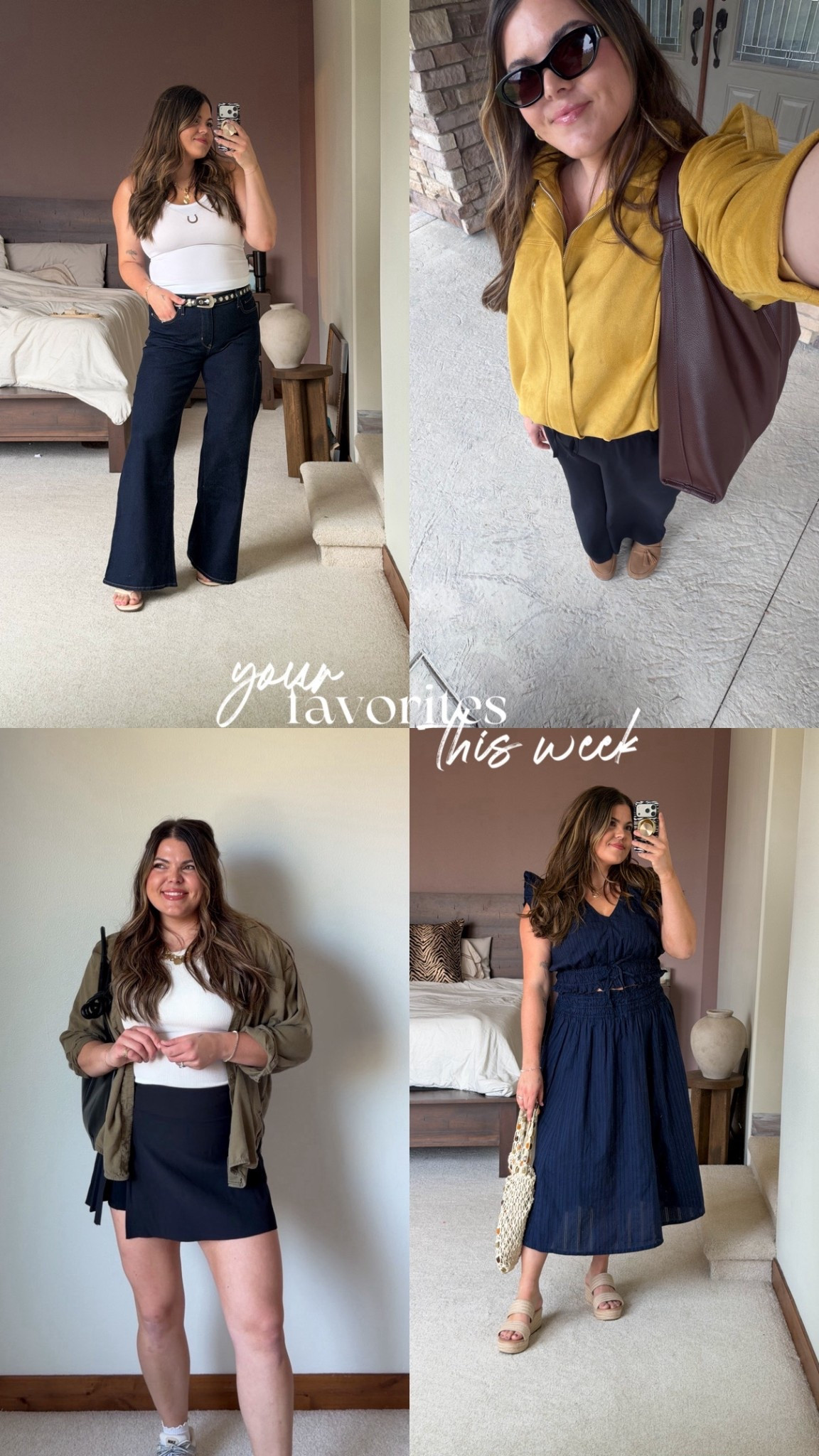 Your favorites last week! Spring outfits for the midsize thick tummy mommas! Size 12/14 outfit ideas

Soccer mom, curvy, thick tummy approved, Levi jeans, date night, sports mom, old navy two piece set, Zara suede jacket dupe