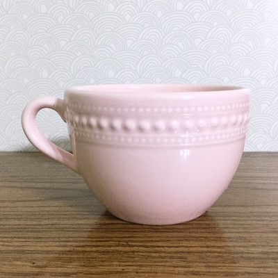 Blush Pink Embossed Dot Coffee Mug Cappuccino Large 18 oz Matceramica Portugal | eBay US