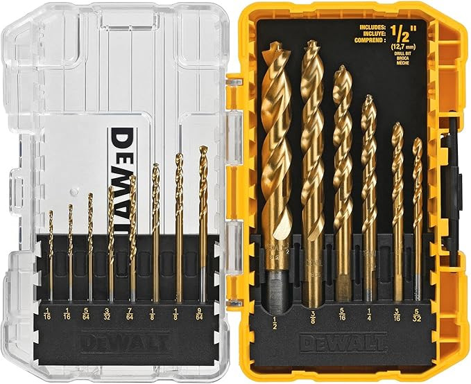 DEWALT Drill Bit Set, Titanium Nitride Coated, 14-Piece (DW1354) , Yellow | Amazon (US)