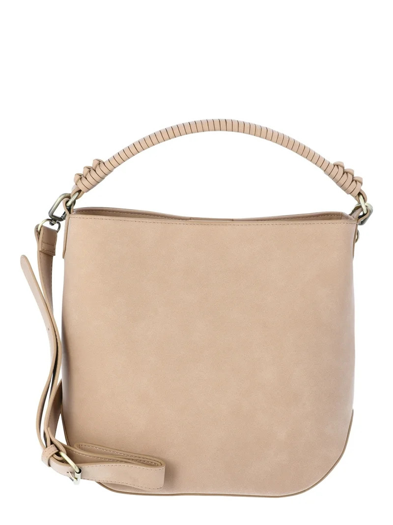 Time and Tru Women's Bucket Crossbody Handbag, Mocha Splash | Walmart (US)