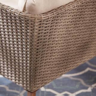 Hampton Bay Oakshire 2-Piece Wicker Outdoor Patio Deep Seating Set with Tan Cushions DQ629L - The... | The Home Depot