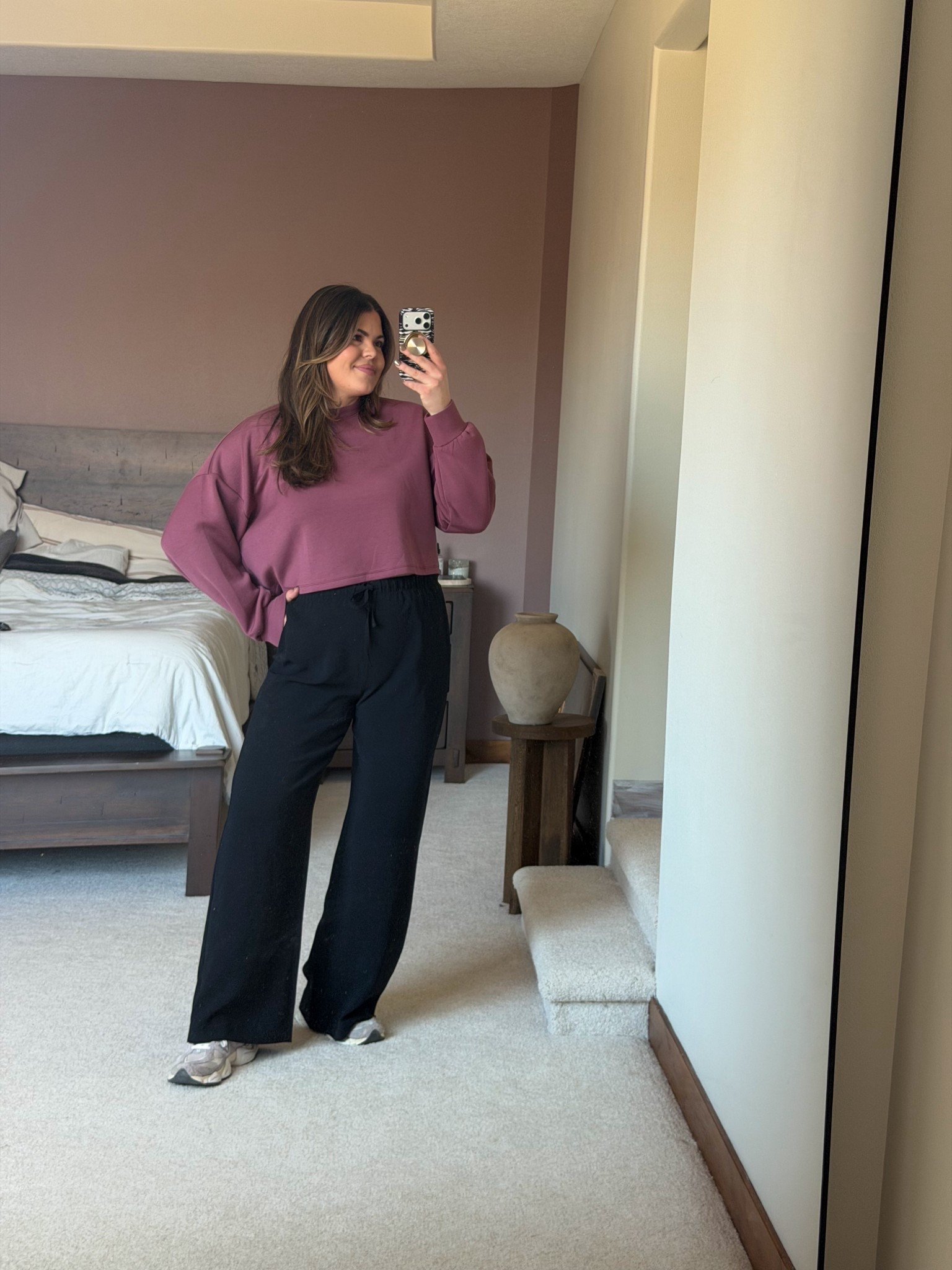 Casual outfit that would be perfect for the airport or a travel day or just spring out and about

Not enough people are talking about the Old Navy active wear right now, the colors cuts and fabrics are so good

Size large in the cropped crewneck sweatshirt
Size large in the Aritzia wide leg pants 

Midsize, size 14, size 12, mom outfit ￼

#LTKMidsize #LTKActive #LTKTravel