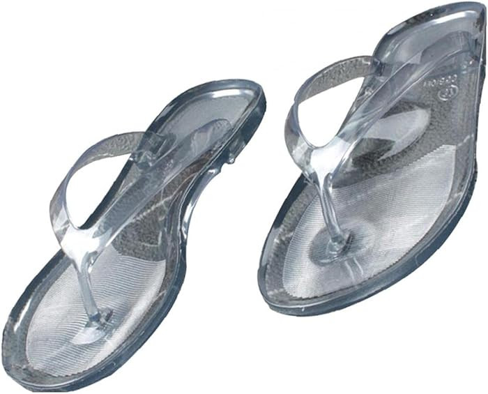 Women Flip Flops Summer Beach Jelly Anti-Slip Flat Slippers Pool Bath Slippers Transparent | Amazon (US)