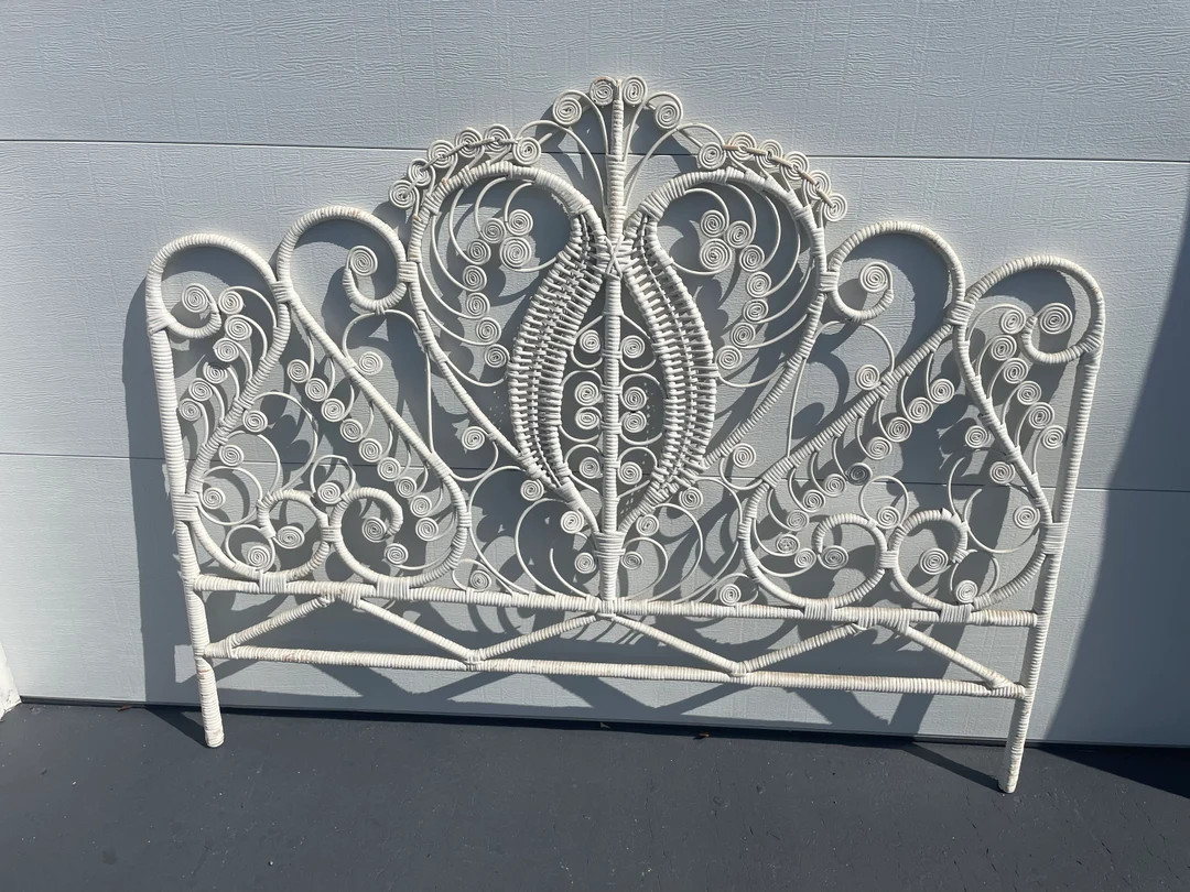 Vintage White Fab Fiddlehead Queen Headboard No Missing Curls | Etsy (US)