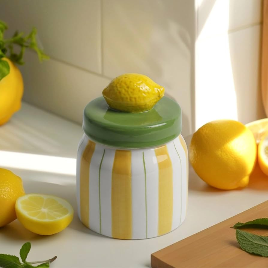 Cookie Jars with Lid Airtight, Hand Painted Lemon Ceramic Food Storage Containers with Lids for H... | Amazon (US)